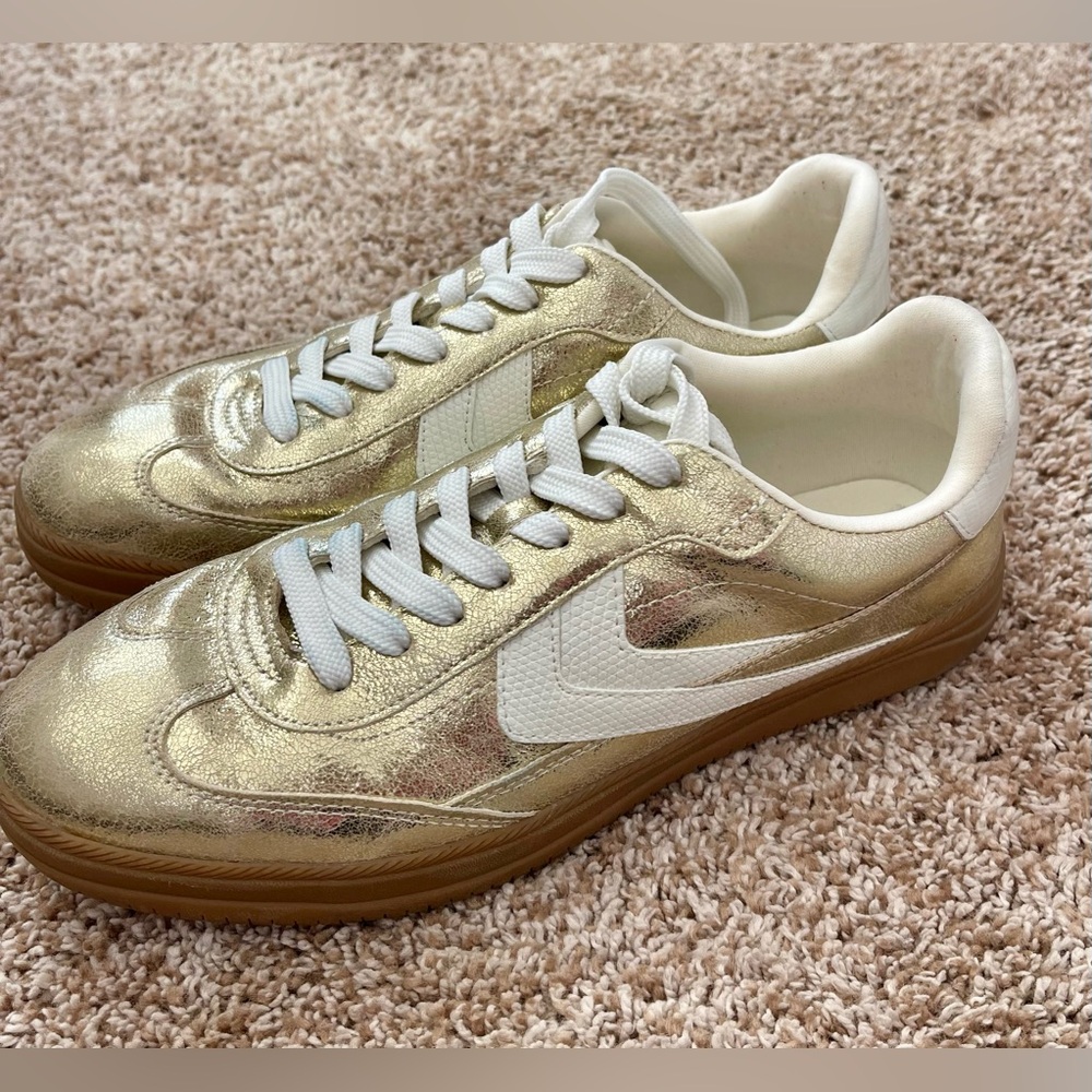Dolce Vita Gold and White Sneakers